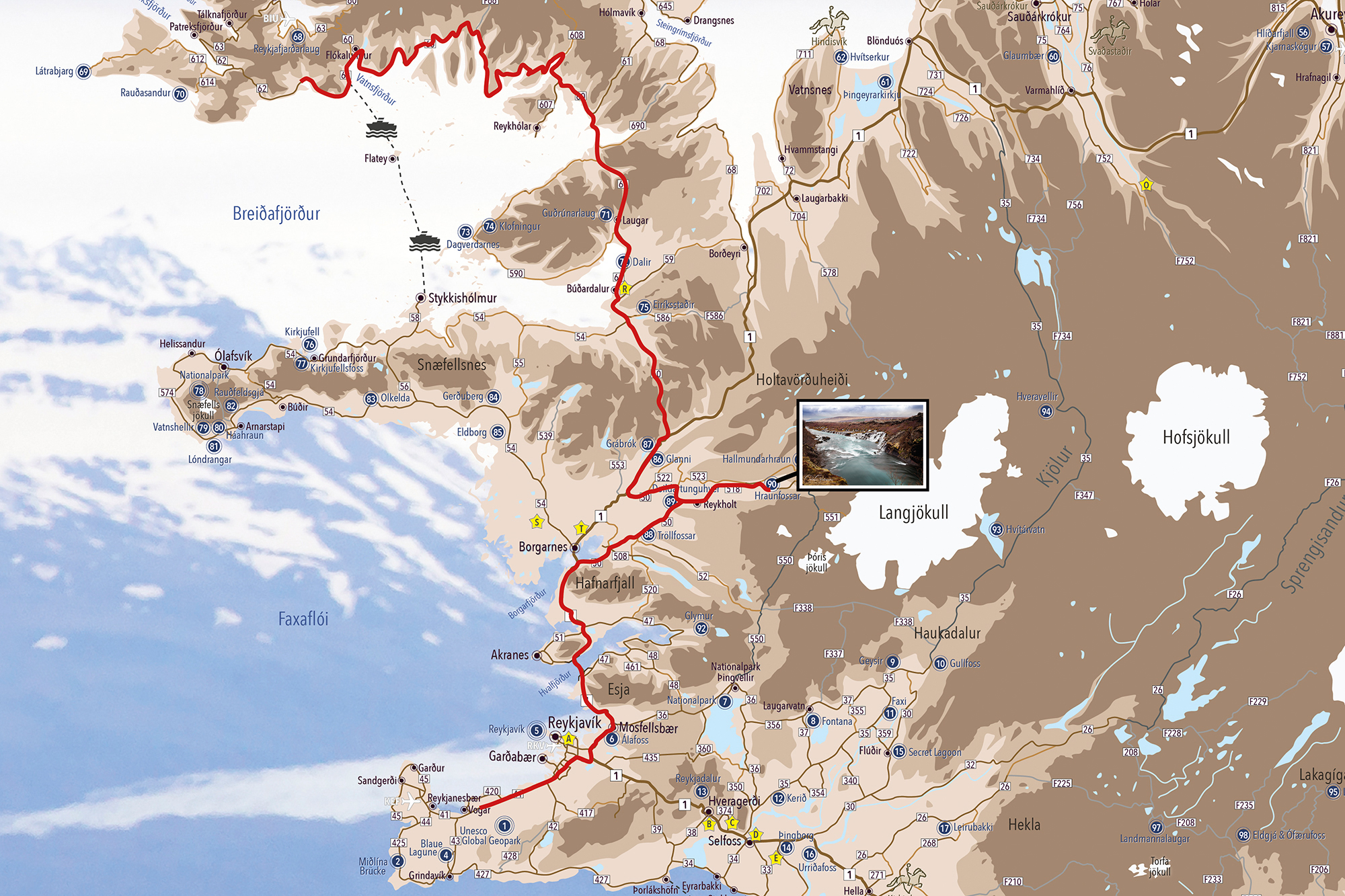 Reisestrecke_19-Hraunfossar